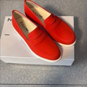 Pollini Vibrant Red Slip-On Shoes